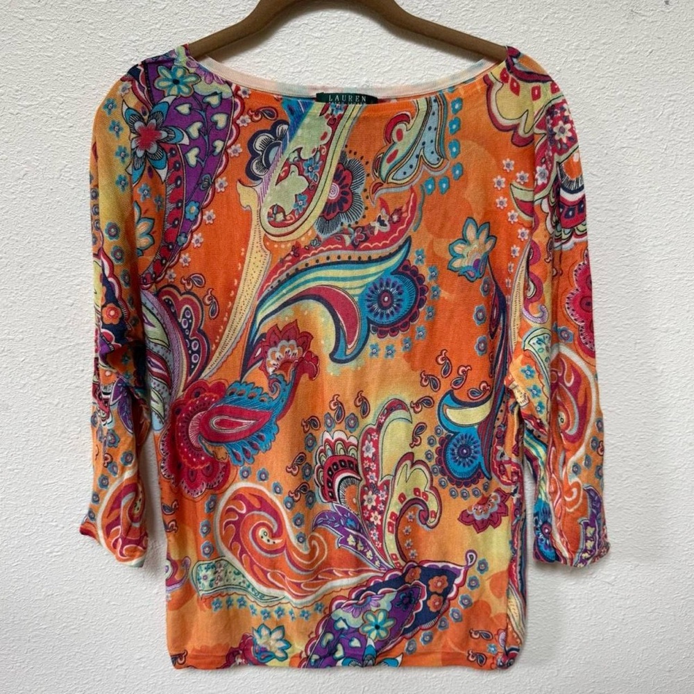RARE Ralph Lauren silk maximalist colorful top - Picture 2 of 6